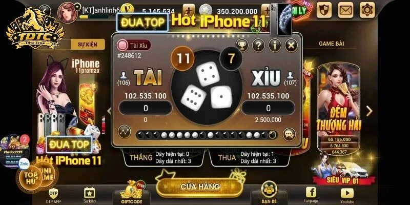 Các cửa Sicbo chia theo kết quả xúc xắc