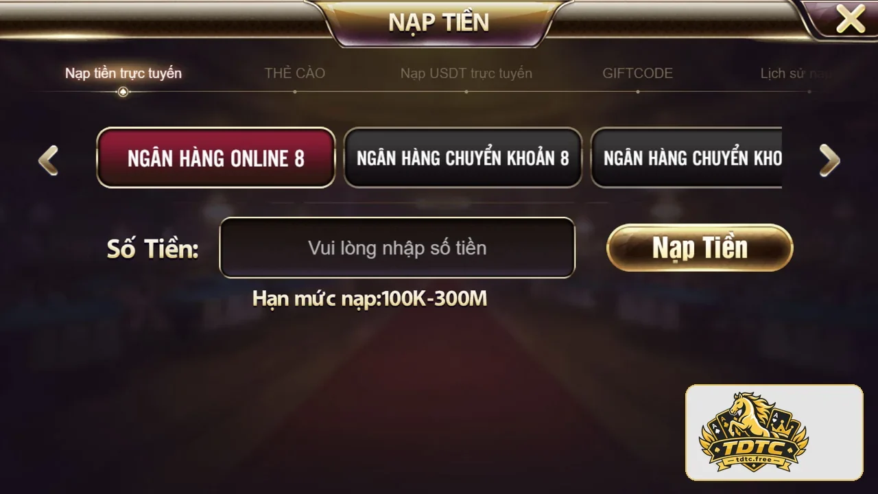 Hướng dẫn nạp tiền vào tài khoản TDTC